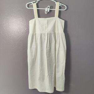 Hatch Cream Maternity Silk Wool Maternity Midi Dress Square Neck Empire Waist OS